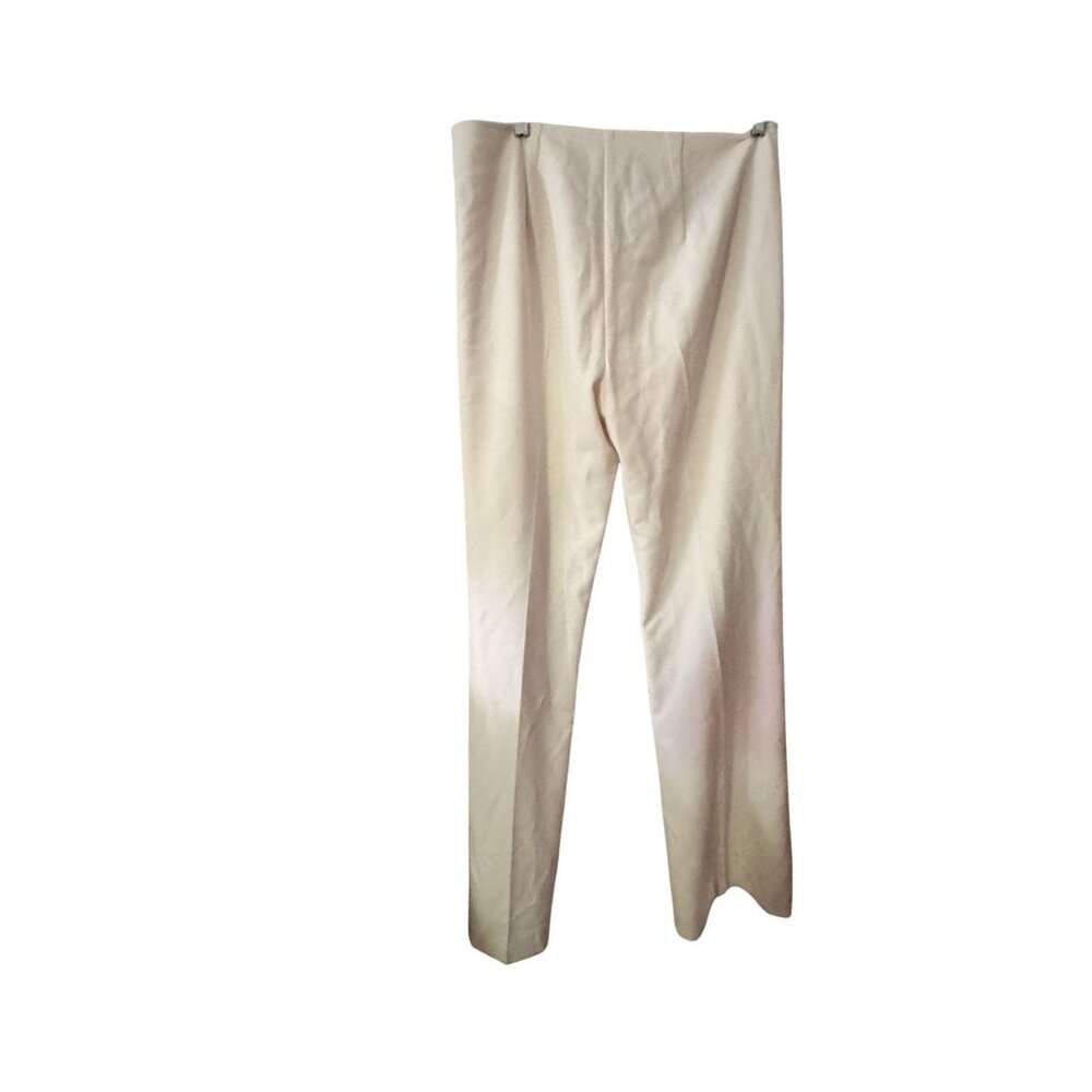 Trina Turk Womens Cream Satin-Lined Pants Size 12 Wide-Leg
